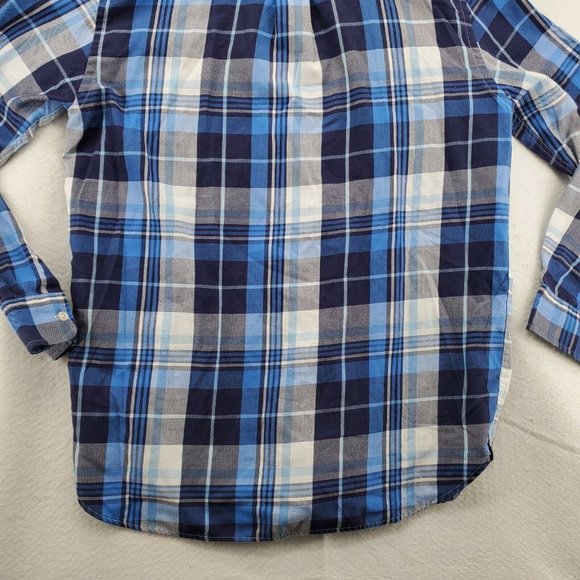 CHAPS Shirt Men's Long Sleeve Casual Button Up Collared Plaid Blue Medium - Picture 10 of 12